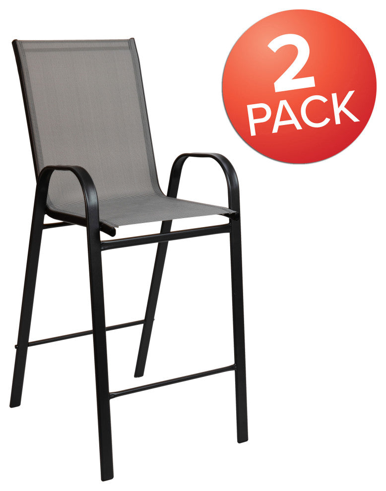 Brazos Series Stackable Outdoor Barstools Set of 2, Gray