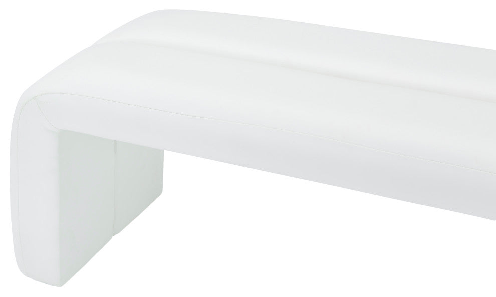Arc Upholstered Bench, White, Vegan Leather