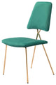 Dining Chair, Set of 2, Steel Metal, Fabric, Green, Gold, Kitchen Cafe Bistro