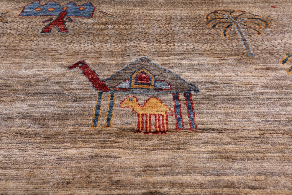 6' 7" X 9' 7" Hand-Knotted Persian Gabbeh Tribal Wool Rug Q9757