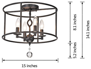 Iris 4-Light Antique Black Round Flush Mount