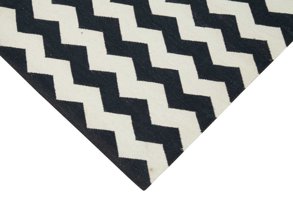Rug N Carpet - Handmade Wool 3' 7'' x 5' 4'' Geometric Dhurrie Kilim Rug