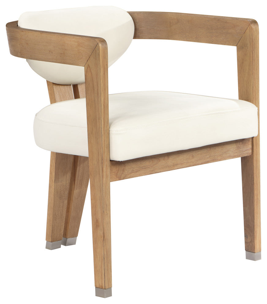 Carlyle Faux Leather Upholstered Dining Chair, Cream, Natural Finish