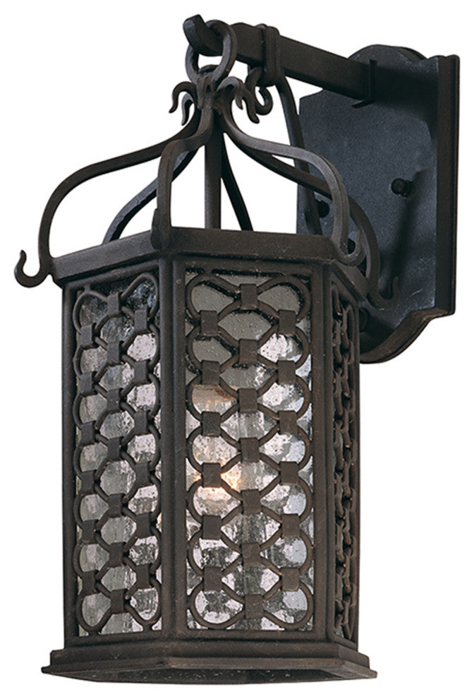Los Olivos 8.75" Outdoor Wall Lantern, Clear Seeded Glass - Incandescent Lamping