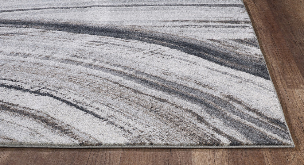 Illusions Elements Abstract Watercolor Area Rug, Ivory/Grey, 9'10 X 13'2