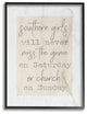 Southern Girls Never Miss White & Tan Wood Look Framed Giclee Art, 16"x20"