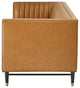 Tufted Sofa, Faux Vegan Leather, Tan, Modern, Living Lounge Hotel Hospitality