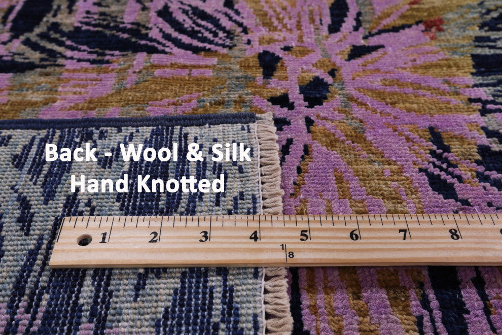 Wool and Silk Modern Handmade Rug 8' 10" X 11' 10" Q7333