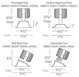 WAC Lighting R4SD2L-S Volta 4.5" Square Invisible Downlight Trim - White /