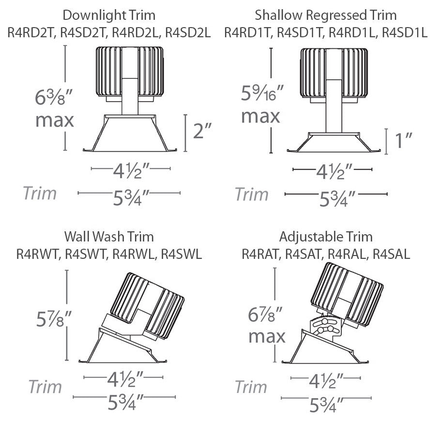 WAC Lighting R4SD2L-S Volta 4.5" Square Invisible Downlight Trim - White /