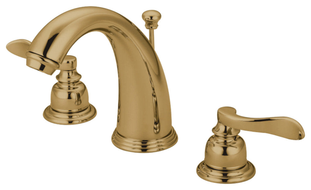 Kingston Brass Widespread Bathroom Faucet With Retail Pop-Up, Polished Brass