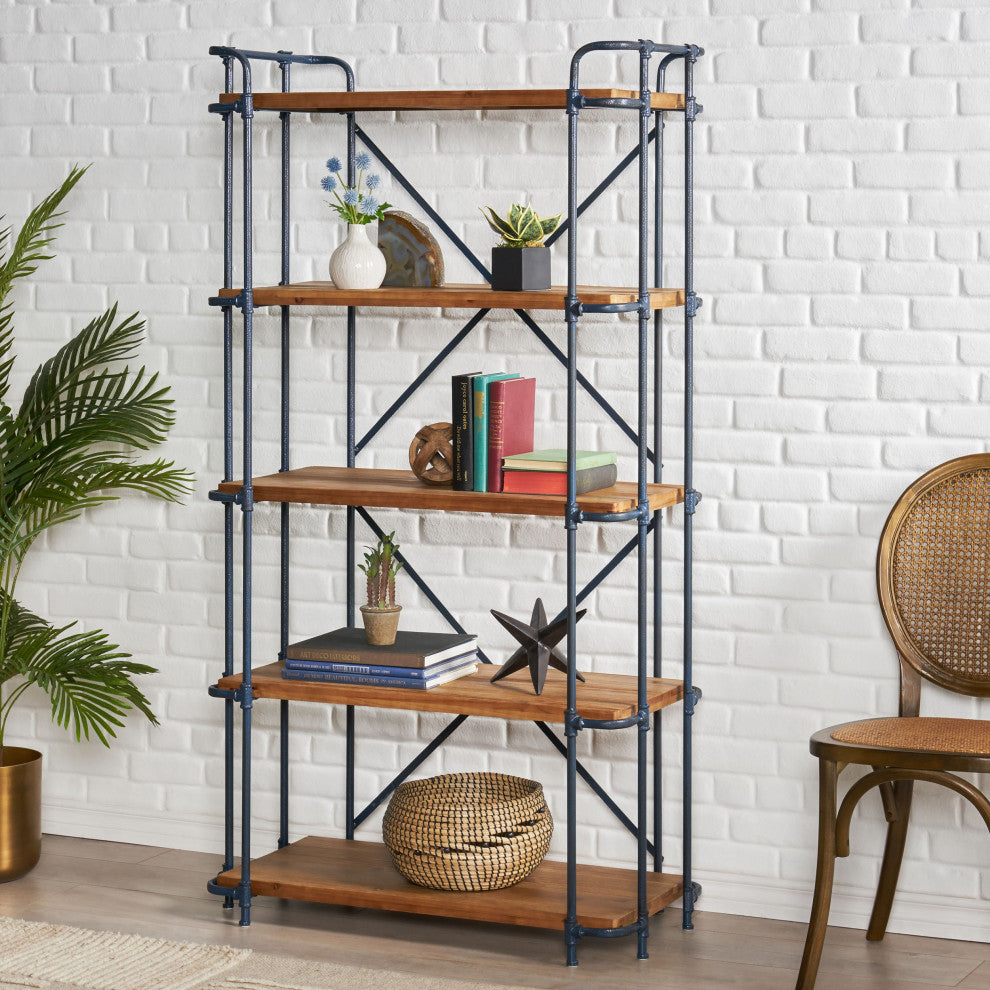 Mercia Industrial 5 Shelf Firwood Bookcase