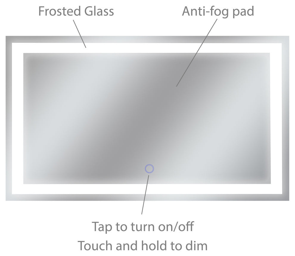Edison Tri-Color Wall Mounted Backlit LED Bathroom Vanity Mirror, 60"w X 35"h