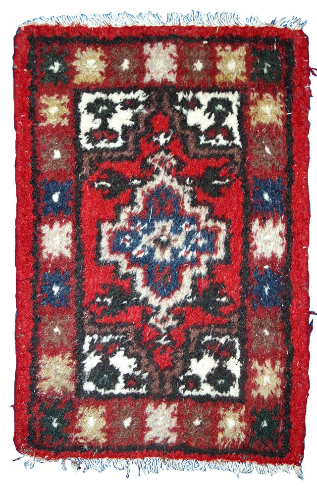 Handmade vintage Persian Hamadan rug 1.3' x 1.9' (40cm x 59cm) 1970s