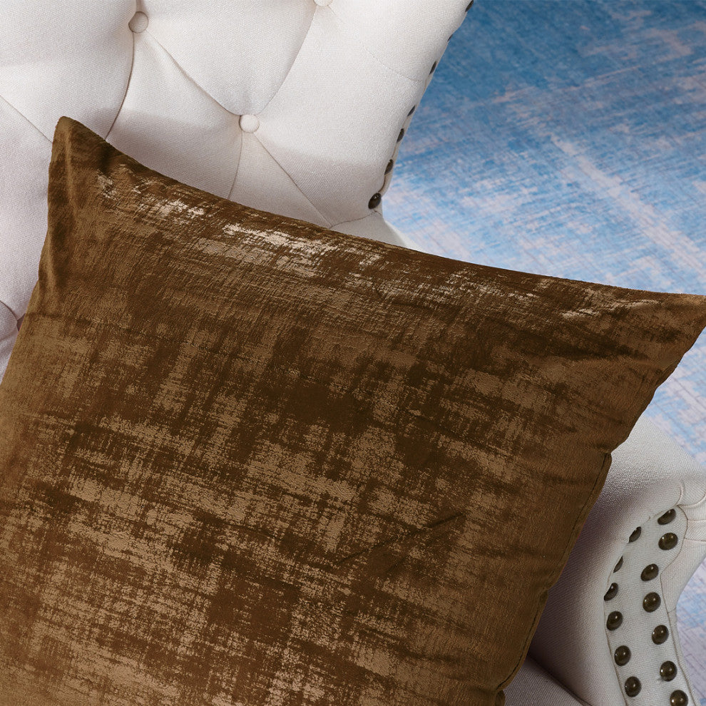 Velvet 2 Piece Euro Pillow Cover Set, Tobacco Brown, 2 Piece, 26"x26"