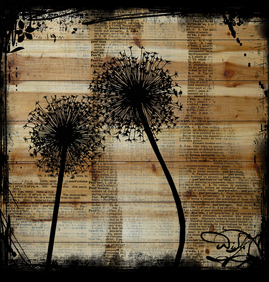 Marmont Hill, "Wish Dandy" by Vicki Butler Painting Print, Natural Pine Wood