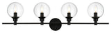 4 Light Black And Clear Bath Sconce