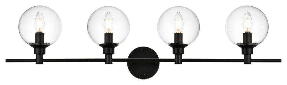 4 Light Black And Clear Bath Sconce