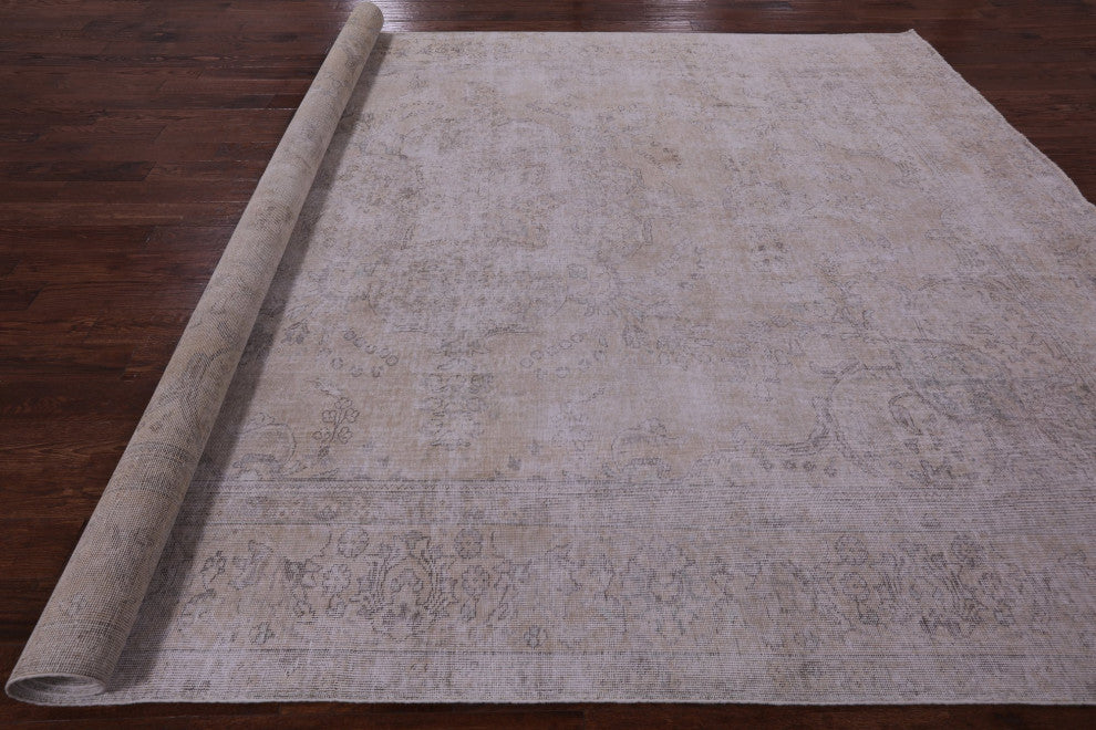 9' 7" X 12' 3" Hand Knotted Persian Vintage White Wash Rug Q4647
