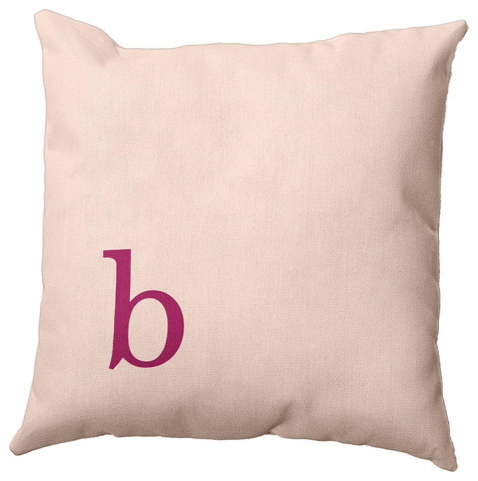 16"x16" Modern Monogram Decorative Throw Pillow, Dusty Rose