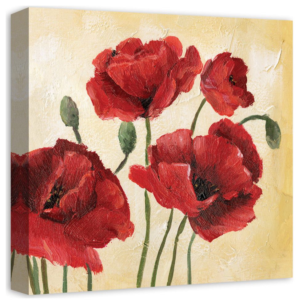 Romantic Red Flowers 16x16 Canvas Wall Art