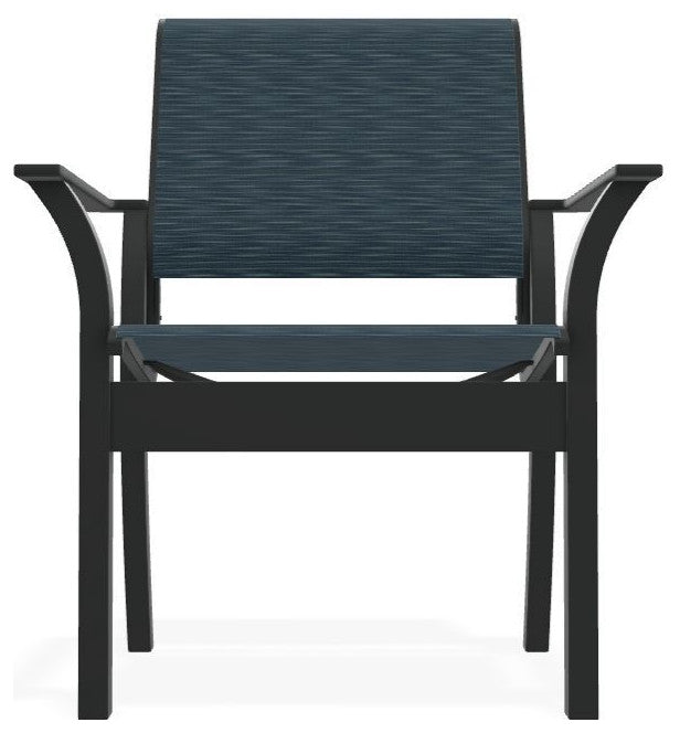Leeward Sling Stackable Outdoor Dining Chair, Nimbus Ocean/Graphite