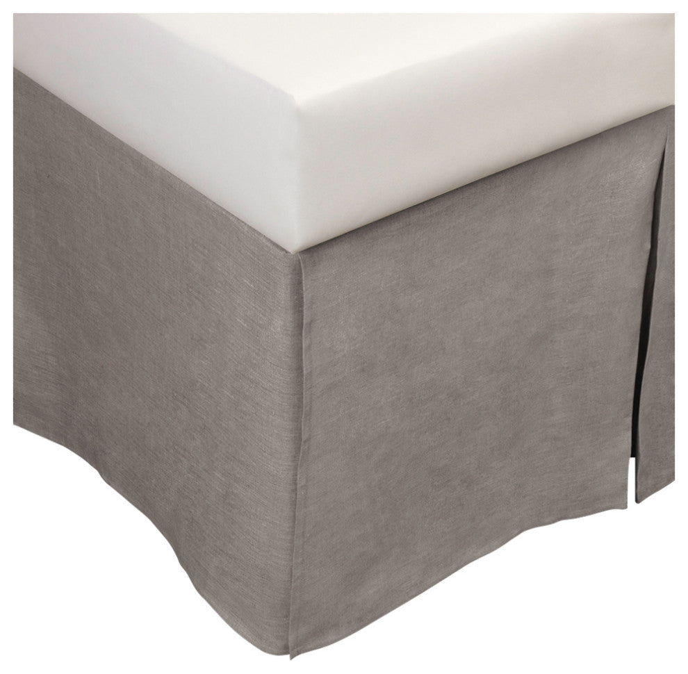 Dara Linen Bed Skirt, Gray Chambray, Twin