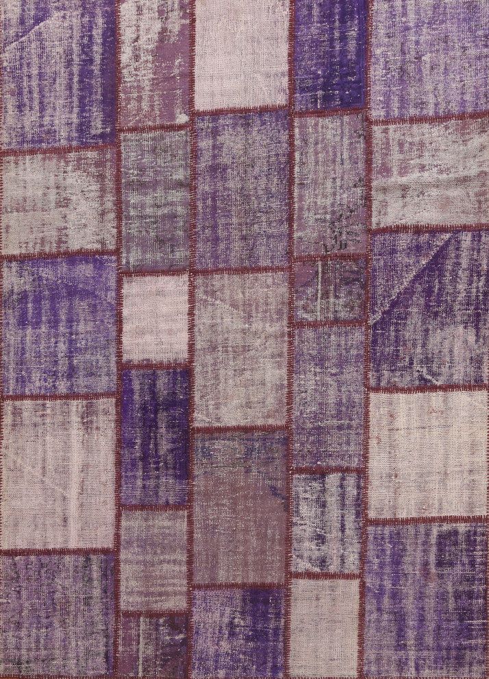 Vintage Patchwork Turkish Area Rug Hand-tufted Wool Carpet 7x9