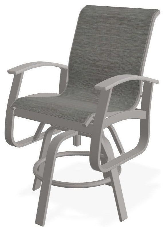 Belle Isle Sling Balcony Height Outdoor Swivel Chair, Sicily/Warm Gray