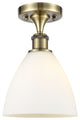 Innovations 516-1C-AB-GBD-751 1 Light Semi-Flush Mount, Antique Brass