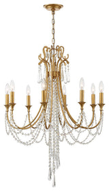 Crystorama ARC-1908-GA-CL-MWP, 8-Light Chandelier, Antique Gold