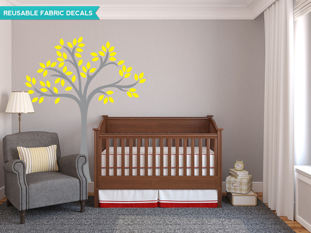 Beautiful Tree Fabric Wall Decal, Tree Wall Decor, Yellow