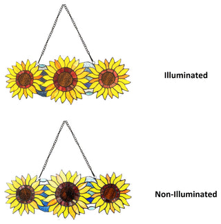 Annuus Floral-Style Stained Glass Window Panel 22" Wide