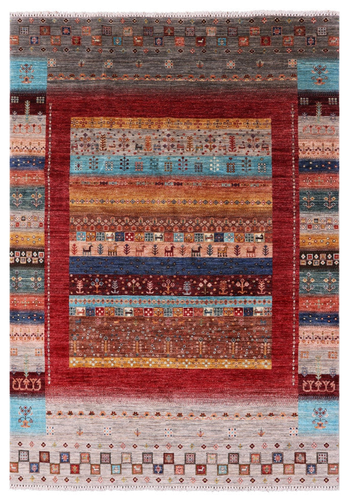 6' 8" X 9' 8" Persian Gabbeh Tribal Handmade Wool Rug Q10444