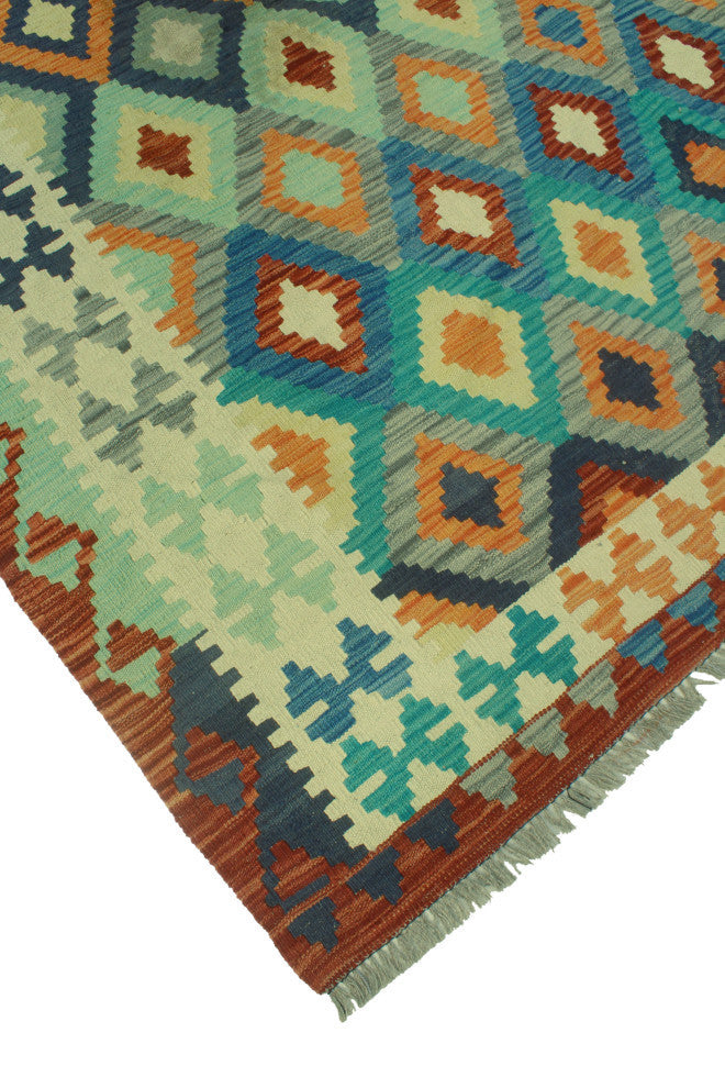 Sangat Kilim Zehra Rust/Blue Rug, 6'9x9'7