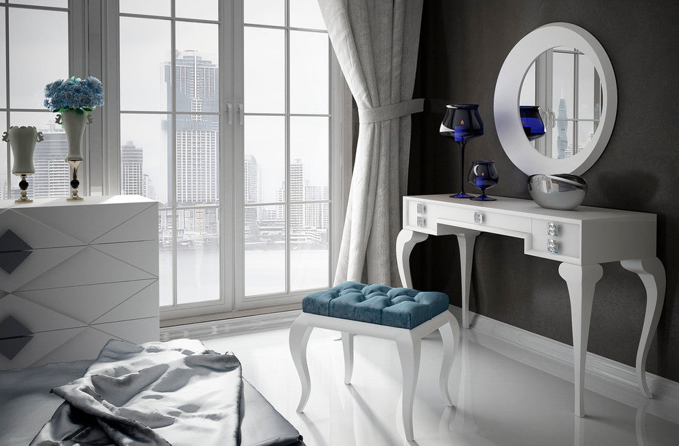 T11 Bedroom Make-up Vanity 55", White, Glossy Finish