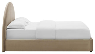 Resort Performance Velvet Arched Round Queen Platform Bed, Taupe