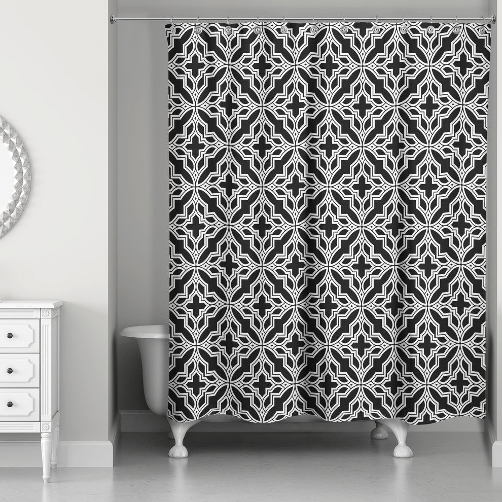 Tile Shower Curtain, Black