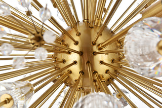 Victor 32" Crystal Starburst Round Pendant, Gold