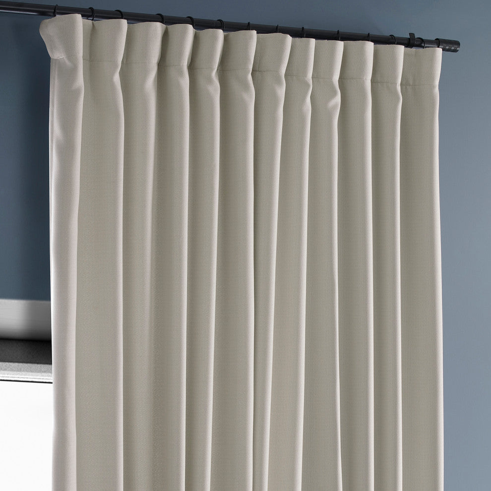 Faux Linen Extra Wide Room Darkening Curtain Single Panel, Birch, 100"x84"