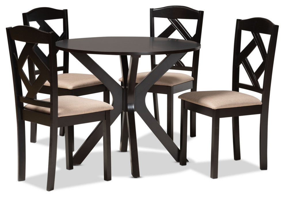 Bernetta Modern 5-Piece Dining Set, Sand