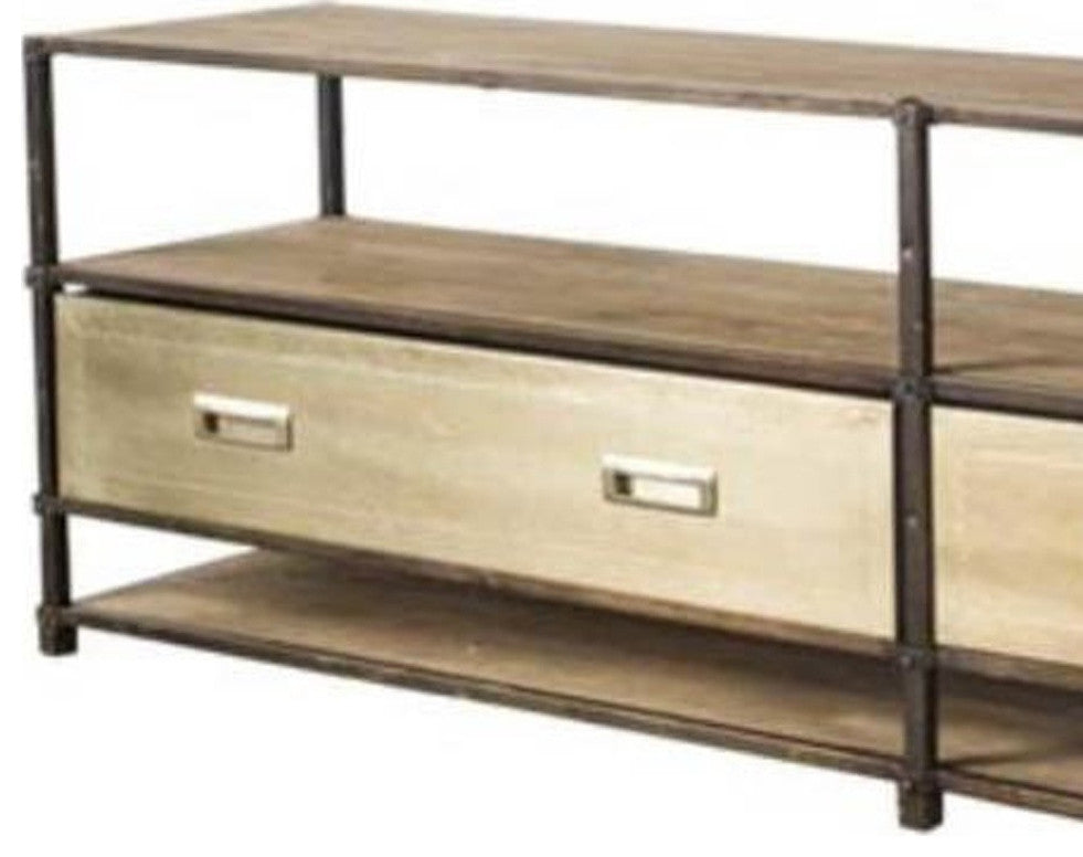 15" Brown Solid Wood 4 Legs Console Table