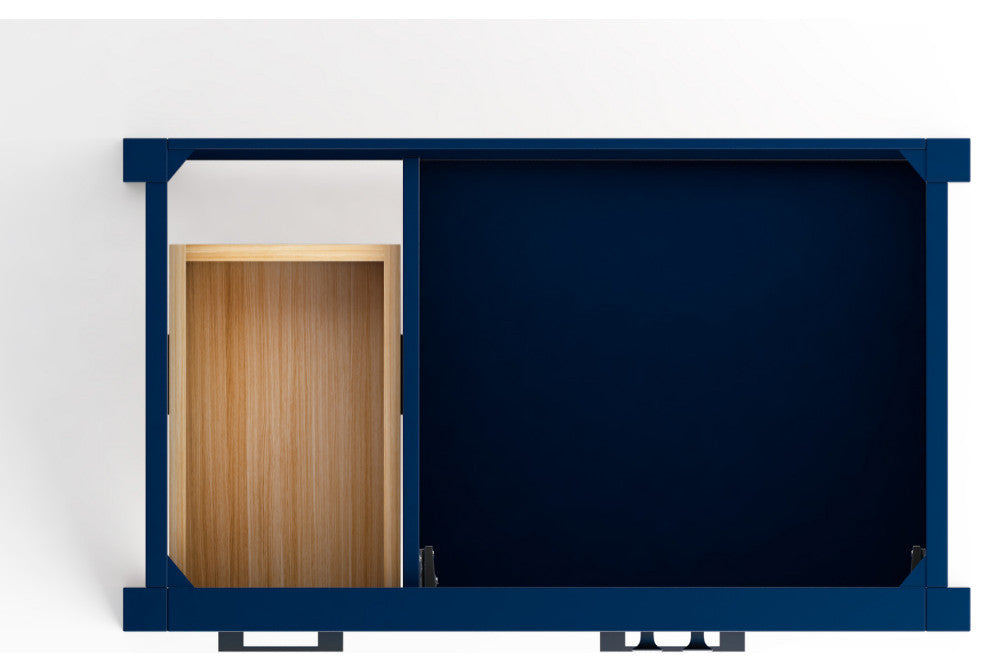 Yamyam 35" Right Offset Single Vanity, Base Only, Blue, Chrome Handles