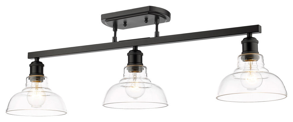 Golden Lighting 0305-3SF CLR Carver 3 Light 36"W Fixed Rail - Matte Black
