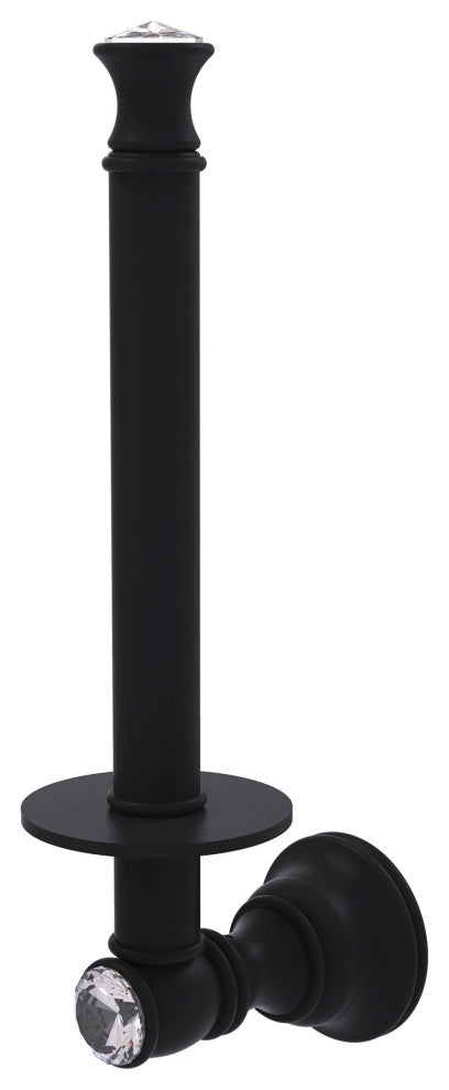Carolina Crystal Upright Toilet Paper Holder, Matte Black