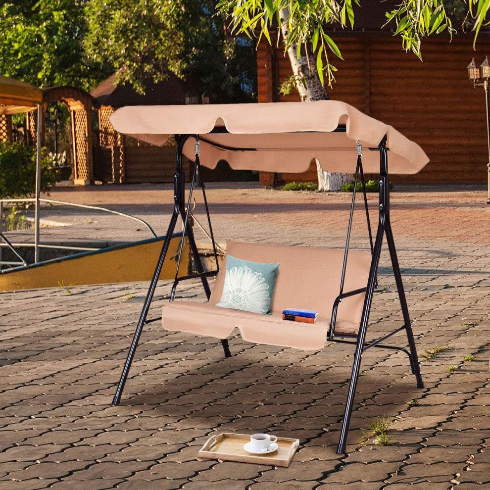 Costway Loveseat Patio Canopy Swing Hammock Cushioned Steel Frame Outdoor