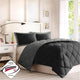Madison Park Microfiber Solid Comforter Mini Set, Black/Gray, Twin/Twin Xl