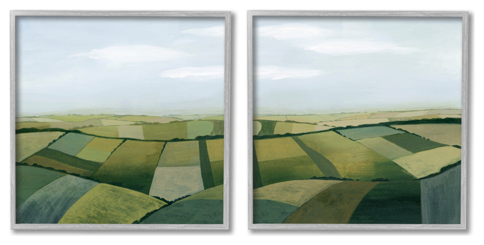 Rolling Hill Farm Crop Landscape Patchwork Grass Fields,24 x 24