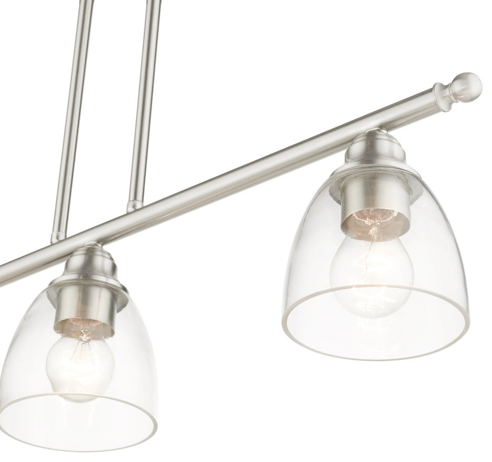 Brushed Nickel Transitional, Colonial, Linear Chandelier