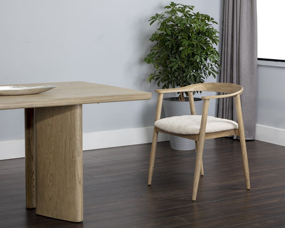 Jeremy Dining Armchair, Weathered Oak, Dove Cream